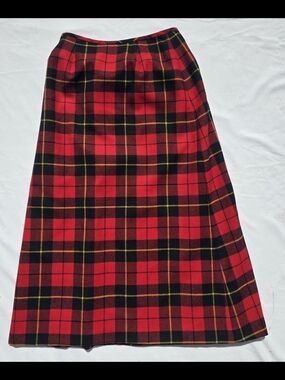 Vtg Ralph Lauren Wool Red Tartan Plaid Maxi Wrap Skirt Women's Sz 2 - XS Logo